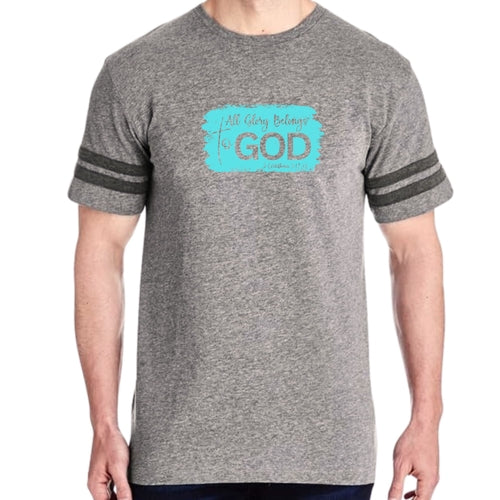 Mens Vintage Sport T-shirt All Glory Belongs to God Christian