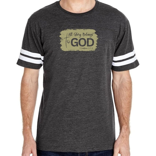 Mens Vintage Sport T-shirt All Glory Belongs to God - Olive Green