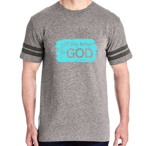 Mens Vintage Sport T-shirt All Glory Belongs to God Christian