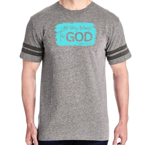 Mens Vintage Sport T-shirt All Glory Belongs to God Christian