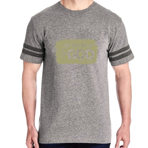 Mens Vintage Sport T-shirt All Glory Belongs to God - Olive Green