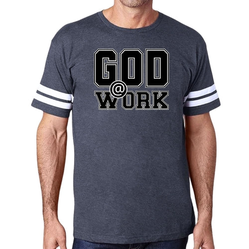 Mens Vintage Sport T-shirt God @ Work Print