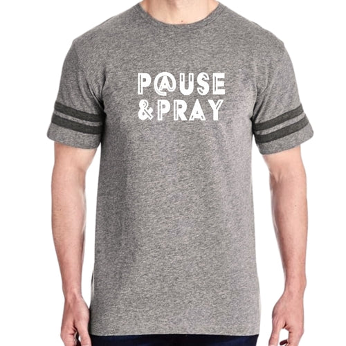 Mens Vintage Sport Graphic T-shirt Pause and Pray