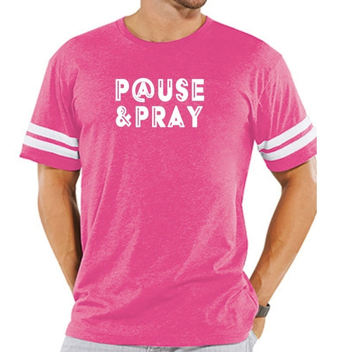 Mens Vintage Sport Graphic T-shirt Pause and Pray
