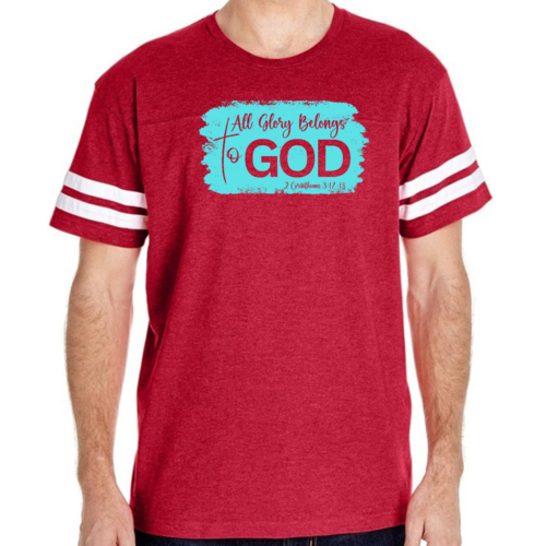 Mens Vintage Sport T-shirt All Glory Belongs to God Christian