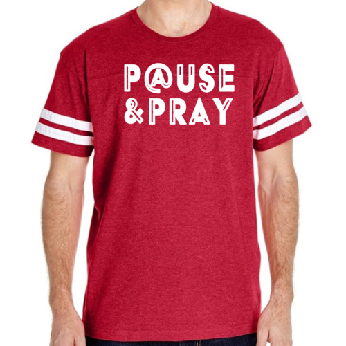 Mens Vintage Sport Graphic T-shirt Pause and Pray