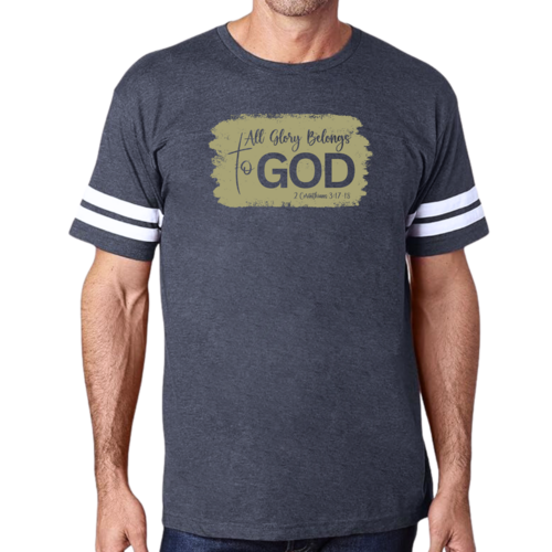 Mens Vintage Sport T-shirt All Glory Belongs to God - Olive Green