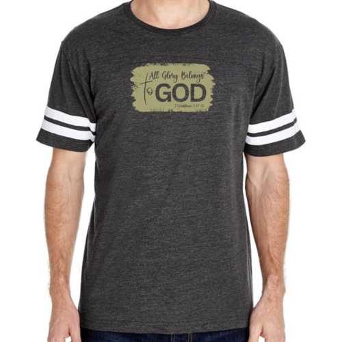 Mens Vintage Sport T-shirt All Glory Belongs to God - Olive Green