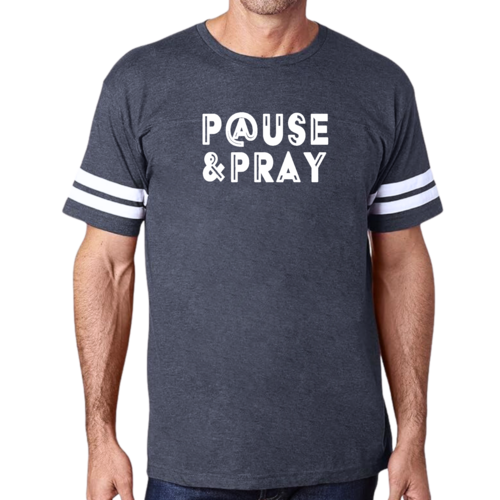 Mens Vintage Sport Graphic T-shirt Pause and Pray