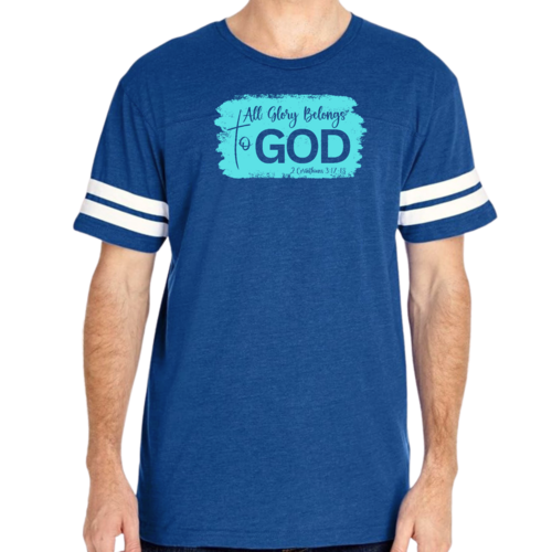 Mens Vintage Sport T-shirt All Glory Belongs to God Christian
