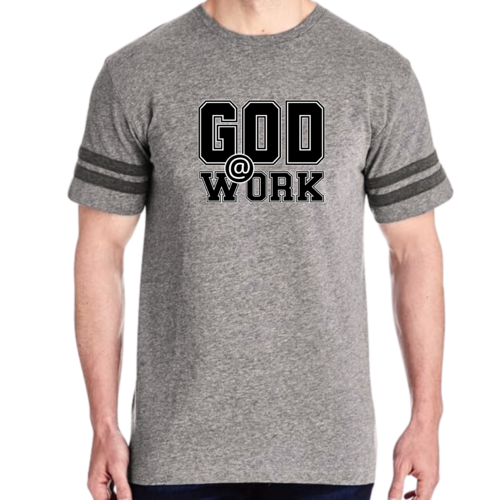 Mens Vintage Sport T-shirt God @ Work Print