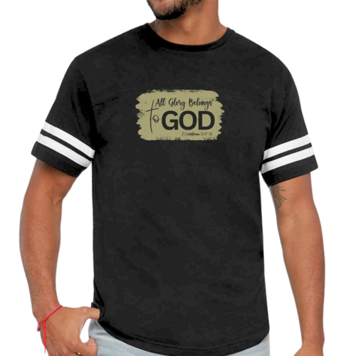 Mens Vintage Sport T-shirt All Glory Belongs to God - Olive Green