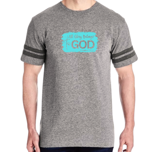 Mens Vintage Sport T-shirt All Glory Belongs to God Christian