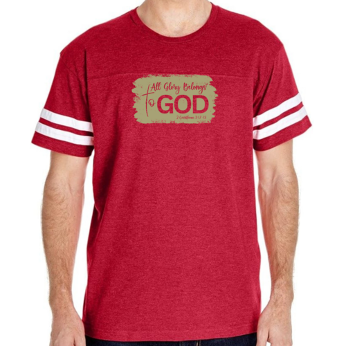 Mens Vintage Sport T-shirt All Glory Belongs to God - Olive Green