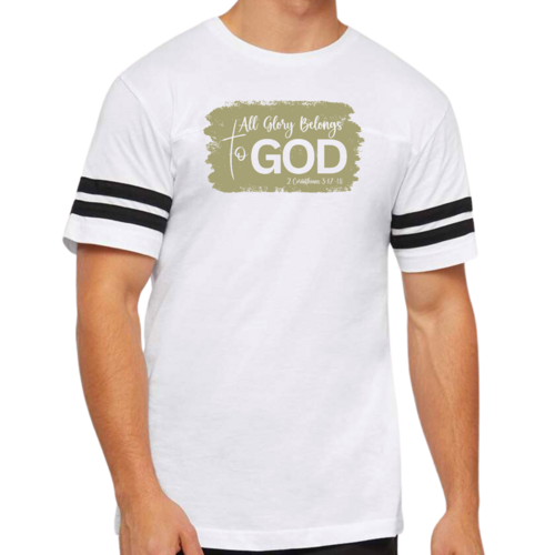Mens Vintage Sport T-shirt All Glory Belongs to God - Olive Green