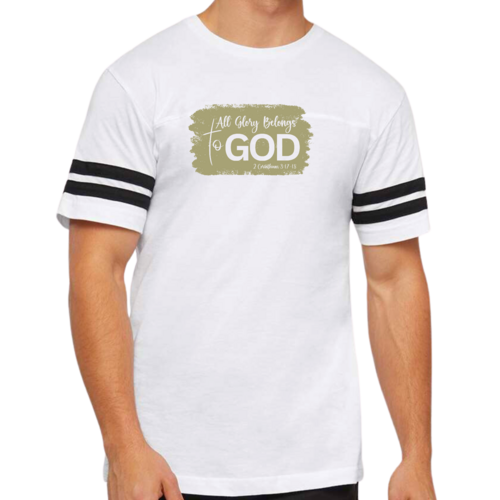 Mens Vintage Sport T-shirt All Glory Belongs to God - Olive Green