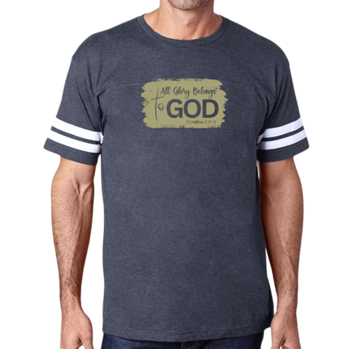 Mens Vintage Sport T-shirt All Glory Belongs to God - Olive Green