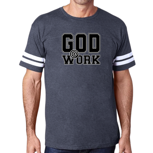 Mens Vintage Sport T-shirt God @ Work Print