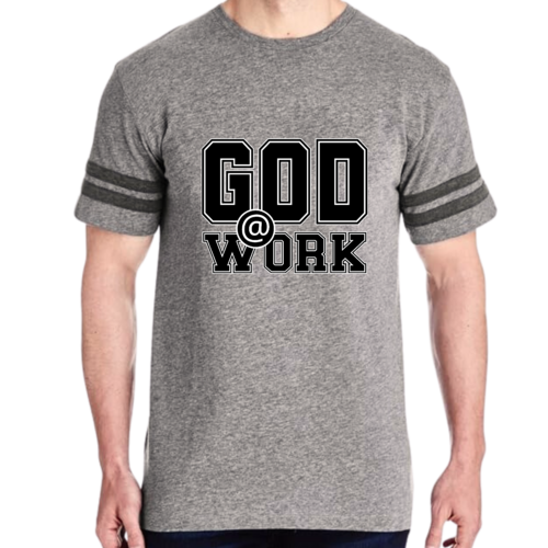 Mens Vintage Sport T-shirt God @ Work Print