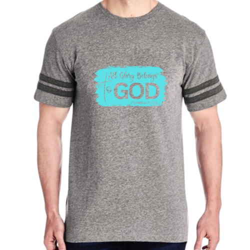 Mens Vintage Sport T-shirt All Glory Belongs to God Christian