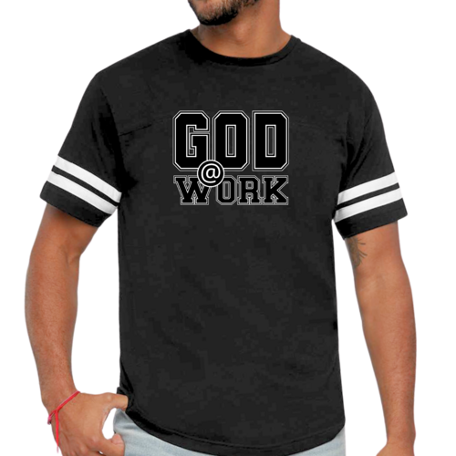 Mens Vintage Sport T-shirt God @ Work Print