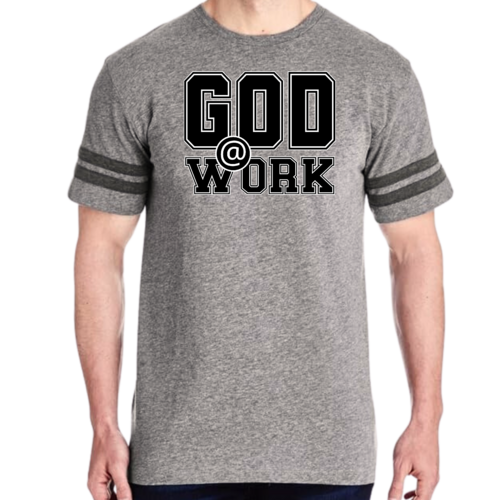 Mens Vintage Sport T-shirt God @ Work Print